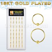 dnsm28 box w 18k gold plated silver nose hoops w a single ball