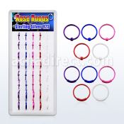 dnsm41 box w assorted color plated silver noose hoop 8 10mm