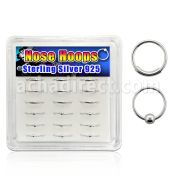 dnsm6 box of 925 silver nose hoops with ball and without ball