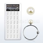 dnspr3 box w silver nose hoops w a 3mm faux pearl tops 8mm