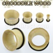 dpcror crocodile wood single flare flesh tunnel with o ring