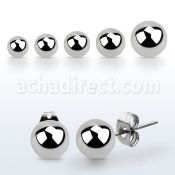 erbal pair of ball shaped high polished 316l steel ear studs