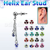 erbd11 316l steel helix ear stud ball w multi jewel balls