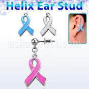 erbd501 316l steel helix ear stud ball w enamel painted ribbon
