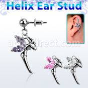 erbz103 316l steel helix ear stud ball with fairy with cz wings