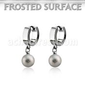 erhfo8 steel huggies earrings w 8mm frosted steel balls