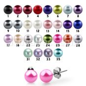 erp pair of stainless steel faux pearl ear studs size 5 8mm