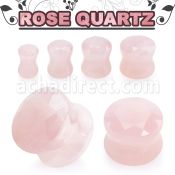 fgsb rose quartz stone double flare plug faceted cut