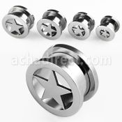 fpst polished 316l steel screw fit tunnel with laser cut star