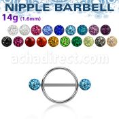 frnpe5 316l steel nipple shield w 2 5mm multi crystal balls