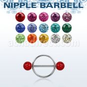 frnpe6 316l steel nipple shield w 2 6mm multi crystal balls