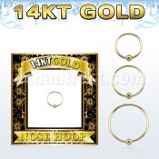 g14hob solid 14k gold endless nose hoop w ball