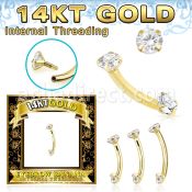 gbnfazi 14k gold banana 16g cz internally threaded top