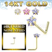 gnssrm1 14k gold nose stud 22g star color cz