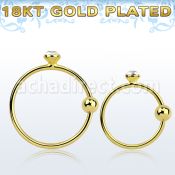 gpm9 gold plated 925 silver nose hoop w 1.5mm round crystal