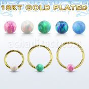 gpselo20 18k gold plated silver seamless ring 20g 3mm opal ball