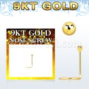 gscb9 9kt gold nose screw w a 1.5mm plain gold ball shaped top