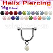 heud1 316l steel helix stirrup w 5mm faux pearl ball
