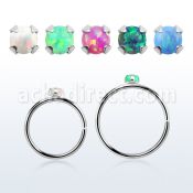 hppo15 silver seamless nose hoop w 1.5mm prong set opal