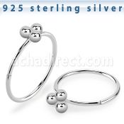 hptsv silver seamless nose ring triple balls top