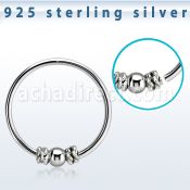 hr11 silver seamless nose hoop w bali wire design w ball