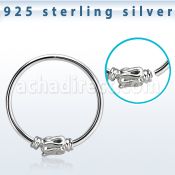 hr15 silver seamless nose hoop w balinese wire design