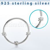 hr27 silver seamless nose hoop w triple twisted wire design