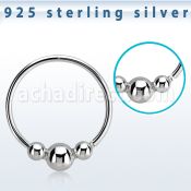 hr28 silver seamless nose hoop w 3mm ball between small balls