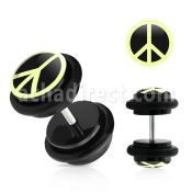 ilvgr17 black acrylic fake plug with black white peace symbol
