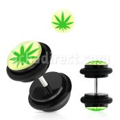ilvgr3 acrylic fake plug with marijuana on white with o rings