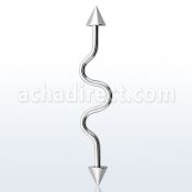 inacn5 316l steel industrial zigzag barbell 14g w 5mm cones