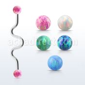 inaop5 steel industrial zig zag barbell w synthetic opal balls