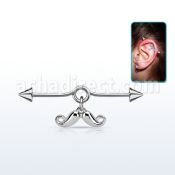 incnd9 steel industrial loop barbell w a dangling mustache