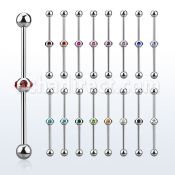 indsh12 316l steel industrial barbell w center multi jewel ball