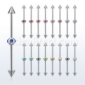 indsh18 316l steel industrial barbell w cones multijewel ball