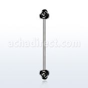 indsh24 surgical steel industrial barbell with two roses