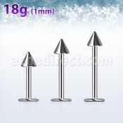 lb18cn3 316l steel labret 18g 1mm with 3mm cone