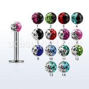 lbfr3e 16g 316l steel labret with 3mm 2 color ferido ball