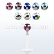 lbica 16g bio flexible labret with 3mm multi jewel ball