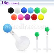 lbisab3 clear bio flexible labret with 3mm color acrylic ball