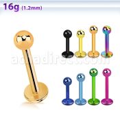 lbtb3 premium pvd 16g 316l steel labret with 3mm ball
