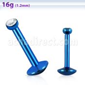 lbtj25 anodized 316l steel labret with 2 5mm bezel crystal