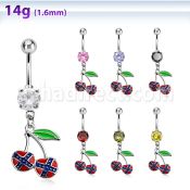 mcd504x cz belly banana w dangling cherry in confederate colors