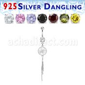 mcdvd25 steel belly banana cz silver dream catcher dangling
