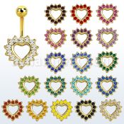 mdk708 anodized 316l steel belly banana w a big crystal heart