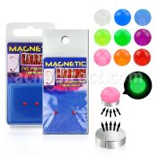 mger16 3mm glow acrylic fake ear ring w silver magnet backing
