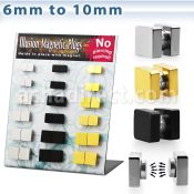 mgmpr18 display w square high polished steel magnetic fake plugs