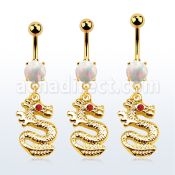 mgo721 gold steel belly banana w opal  dragon w crystal eyes