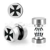 mip9 316l steel magnetic fake plug with iron cross logo