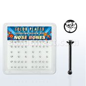 nbrbbxc box of black plated silver nose bones w clear crystals